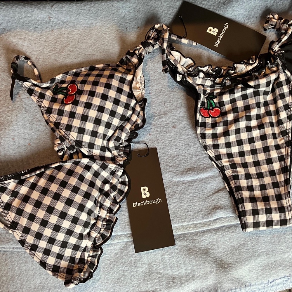 Blackbough Grace Black and White Checkered Bikini Set